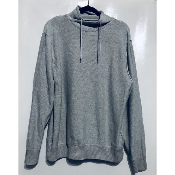 WRK Work Rest Karma Sweater Mens Large Shawl Collar Drawstring Pullover Gray - Picture 1 of 6